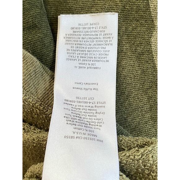 CURRENT ELLIOTT THE RUFFLE 3/4 SLEEVE SWEATSHIRT TOP CAMO Cotton 1 (M) - Picture 6 of 6